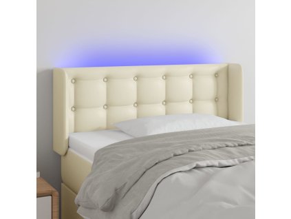 Čelo postele s LED 83 x 16 x 78/88 cm umělá kůže [3123310] (Barva Krémová)