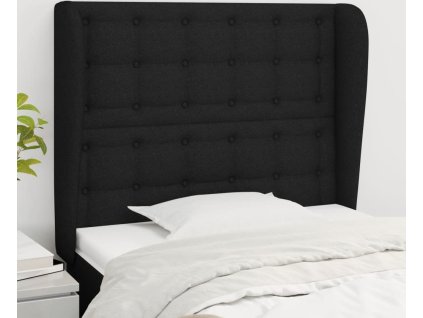 Čelo postele typu ušák 83 x 23 x 118/128 cm textil [3118366] (Barva Černá)