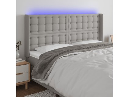 Čelo postele s LED 163 x 16 x 118/128 cm textil [3124495]