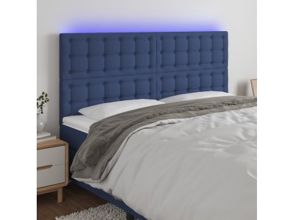 Čelo postele s LED 200x5x118/128 cm textil [3122886] (Barva Modrá)