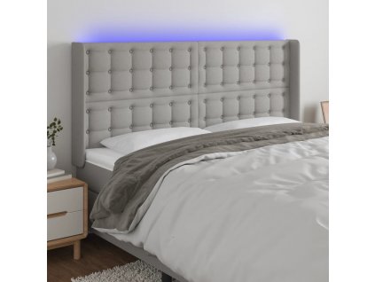 Čelo postele s LED 203 x 16 x 118/128 cm textil [3124504]