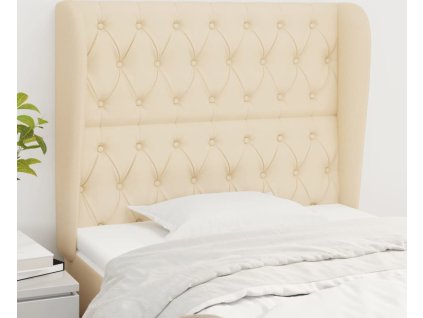 Čelo postele typu ušák 93x23x118/128 cm textil [3118279] (Barva Krémová)