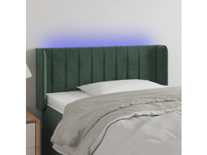 Čelo postele s LED 83 x 16 x 78/88 cm samet [3123507] (Barva Tmavě zelená)