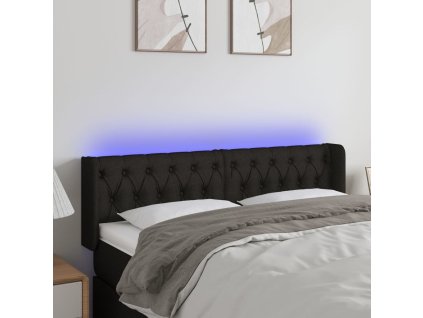 Čelo postele s LED 147 x 16 x 78/88 cm textil [3123572] (Barva Černá)