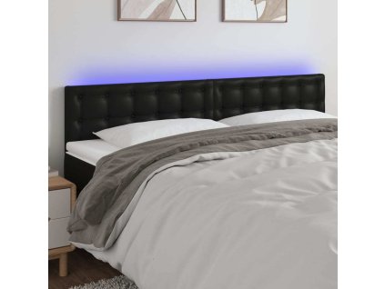 Čelo postele s LED 160x5x78/88 cm umělá kůže [3121708] (Barva Černá)
