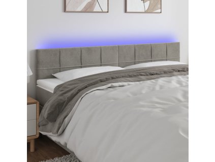 Čelo postele s LED 200x5x78/88 cm samet [3121678] (Barva Světle šedá)