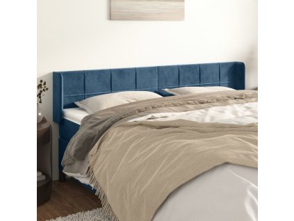 Čelo postele typu ušák 203x16x78/88 cm samet [3118838] (Barva Tmavě moddrá)