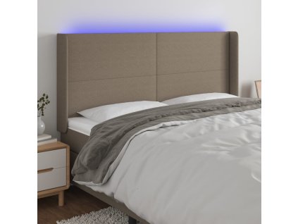 Čelo postele s LED 163 x 16 x 118/128 cm textil [3123778] (Barva Taupe)