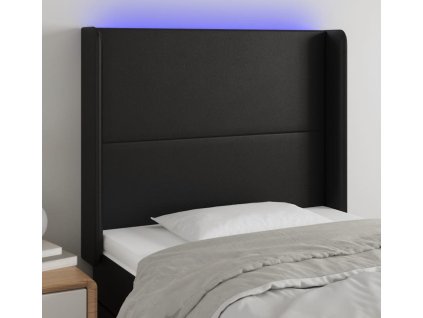 Čelo postele s LED 83 x 16 x 118/128 cm umělá kůže [3123840] (Barva Černá)