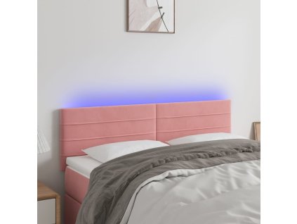 Čelo postele s LED 144x5x78/88 cm samet [3121805] (Barva Růžová)