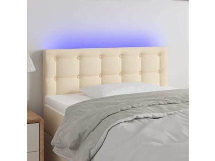 Čelo postele s LED 90x5x78/88 cm textil [3122033] (Barva Krémová)