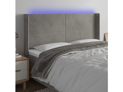 Čelo postele s LED 183 x 16 x 118/128 cm samet [3123828]