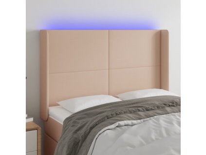 Čelo postele s LED 147 x 16 x 118/128 cm umělá kůže [3123863]