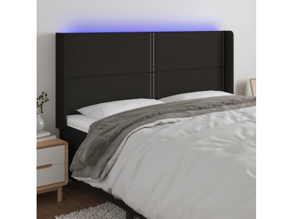 Čelo postele s LED 203 x 16 x 118/128 cm textil [3123932] (Barva Černá)