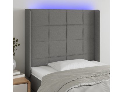 Čelo postele s LED 93 x 16 x 118/128 cm textil [3124031] (Barva Tmavě šedá)