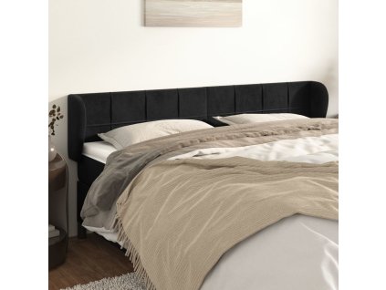 Čelo postele typu ušák 183x23x78/88 cm samet [3117206] (Barva Černá)