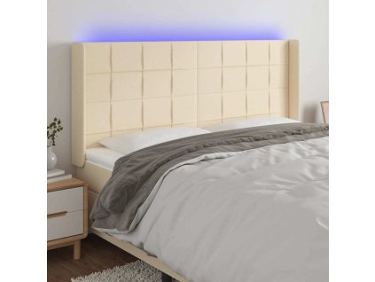 Čelo postele s LED 163 x 16 x 118/128 cm textil [3124059]