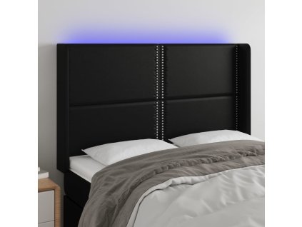 Čelo postele s LED 147 x 16 x 118/128 cm umělá kůže [3123998] (Barva Černá)