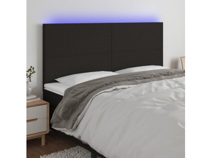Čelo postele s LED 180x5x118/128 cm textil [3122160] (Barva Černá)