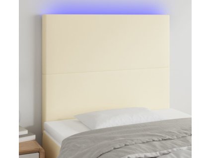Čelo postele s LED 90x5x118/128 cm umělá kůže [3122224] (Barva Krémová)
