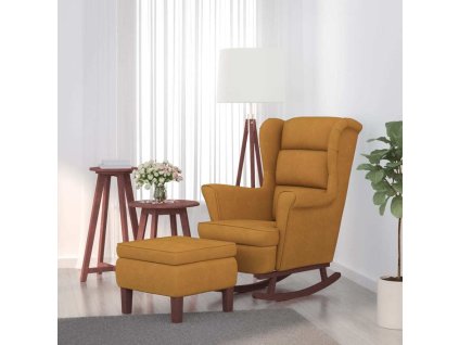 Houpací křeslo s opěradlem, samet a masivní dřevo [3121238] (Barva Hnědá)