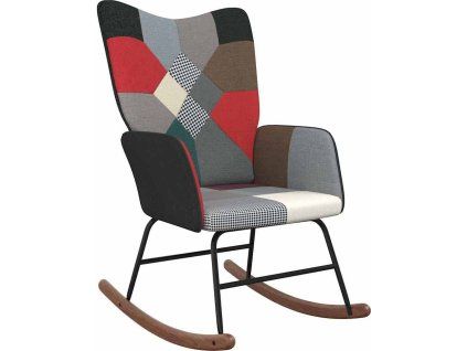 Houpací křeslo patchwork textil [328203] (Barva Černá)