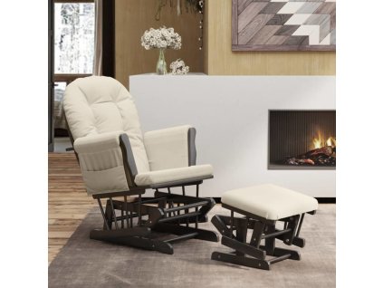 Křeslo glider se stoličkou světle textil [351668] (Barva Černá a krémová)