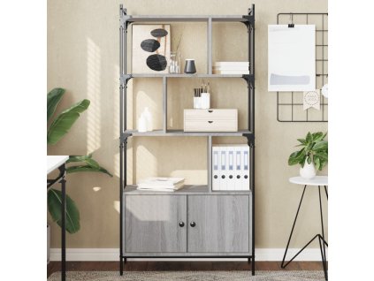 Knihovna s dvířky 76,5x30x154,5 cm kompozitní dřevo [833351] (Barva Šedá sonoma)