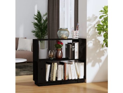 Knihovna / dělicí stěna 80 x 25 x 70 cm masivní borovice [814053] (Barva Černá)