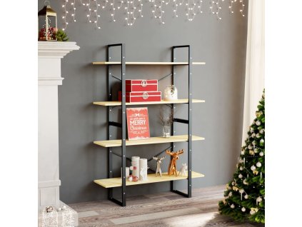 Knihovna se 4 policemi 100 x 30 x 140 cm masivní borovice [806482] (Barva Přírodní)