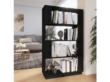 Knihovna / dělicí stěna 80 x 25 x 132 cm masivní borovice [814063] (Barva Černá)