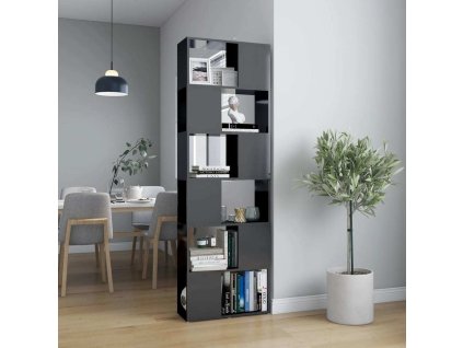Knihovna / dělicí stěna 60 x 24 x 186 cm [809106] (Barva šedá s vysokým leskem)