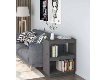 Knihovna 60 x 35 x 71 cm masivní dřevo borovice [810861] (Barva Šedá)