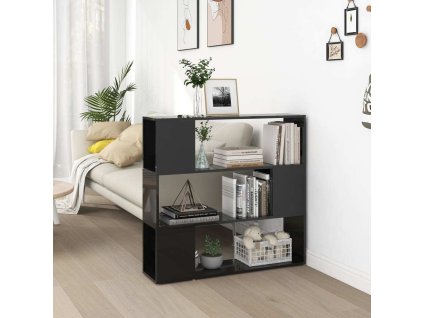 Knihovna / dělicí stěna 100 x 24 x 94 cm [809186] (Barva černá s vysokým leskem)