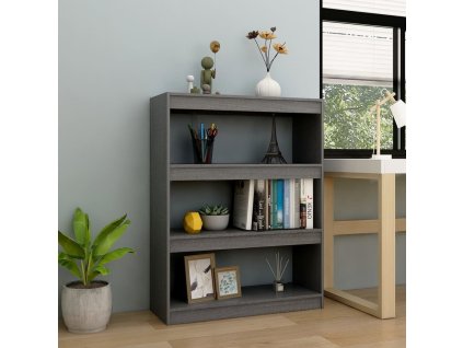 Knihovna / dělicí stěna 100 x 30 x 103 cm masivní borovice [808215] (Barva Šedá)