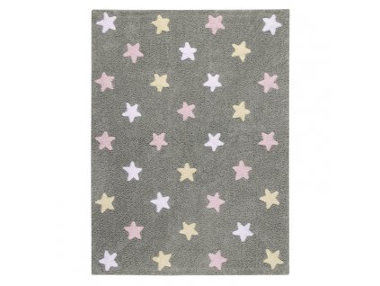 Přírodní koberec, ručně tkaný Tricolor Stars Grey-Pink