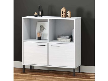 Knihovna s kovovými nohami 90 x 35 x 90,5 cm masiv OSLO [351017] (Barva Bílá)