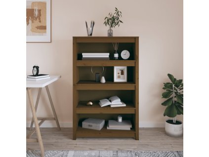 Knihovna 80 x 35 x 126 cm masivní borovice [821687] (Barva medová hnědá)