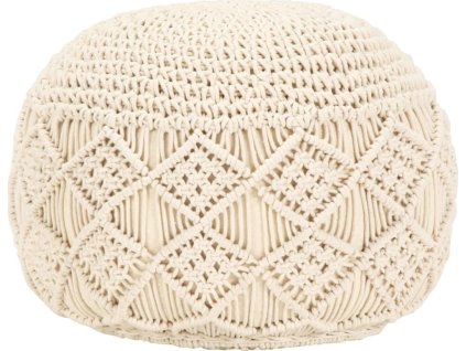 Ručně vyrobený sedací puf macramé 45 x 30 cm bavlna [248090] (Barva Bílá)
