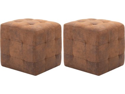 Taburety 2 ks 30 x 30 x 30 cm umělá broušená kůže [278382] (Barva Hnědá)