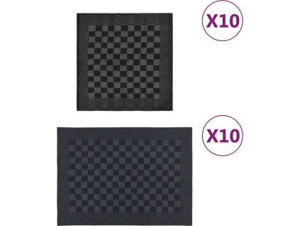 Kuchyňské utěrky 20 ks modré a bílé bavlna [136286] (Barva Černá a šedá)