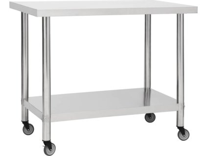 Kuchyňský pracovní stůl s kolečky 100x45x85 cm nerezová ocel [51638]
