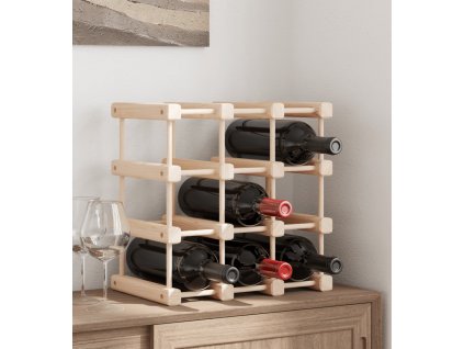 Stojan na víno na 12 lahví 36 x 23 x 36 cm masivní borové dřevo [353750]