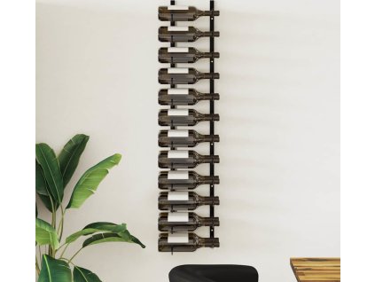 Nástěnný stojan na víno na 24 lahví železo [289557] (Barva Černá)