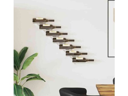 Nástěnný stojan na víno na 7 lahví kov [340896] (Barva Bílá)