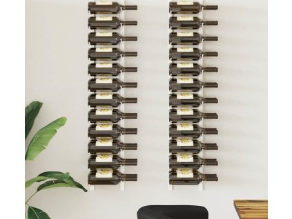 Nástěnný stojan na víno na 48 lahví 2 ks železo [340885] (Barva Bílá)