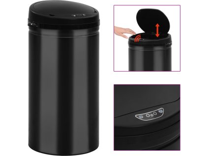Odpadkový koš s automatickým senzorem 50l uhlíková ocel [322700] (Barva Černá)