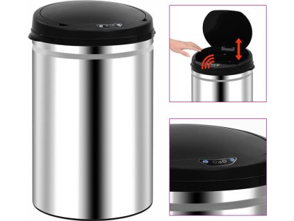 Odpadkový koš s automatickým senzorem 30 l uhlíková ocel [322692] (Barva Stříbrná)