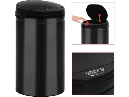 Odpadkový koš s automatickým senzorem 40l uhlíková ocel [322699] (Barva Černá)
