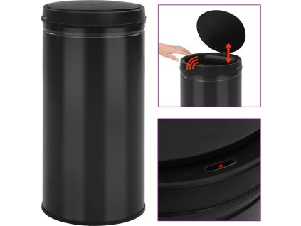 Odpadkový koš s automatickým senzorem 70 l uhlíková ocel [322702] (Barva Černá)